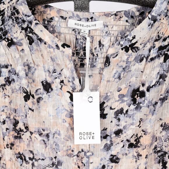 Rose & Olive Women's Textured Tunic Top 1X Lightweight Flowy Abstract Blue Peach - Picture 6 of 7